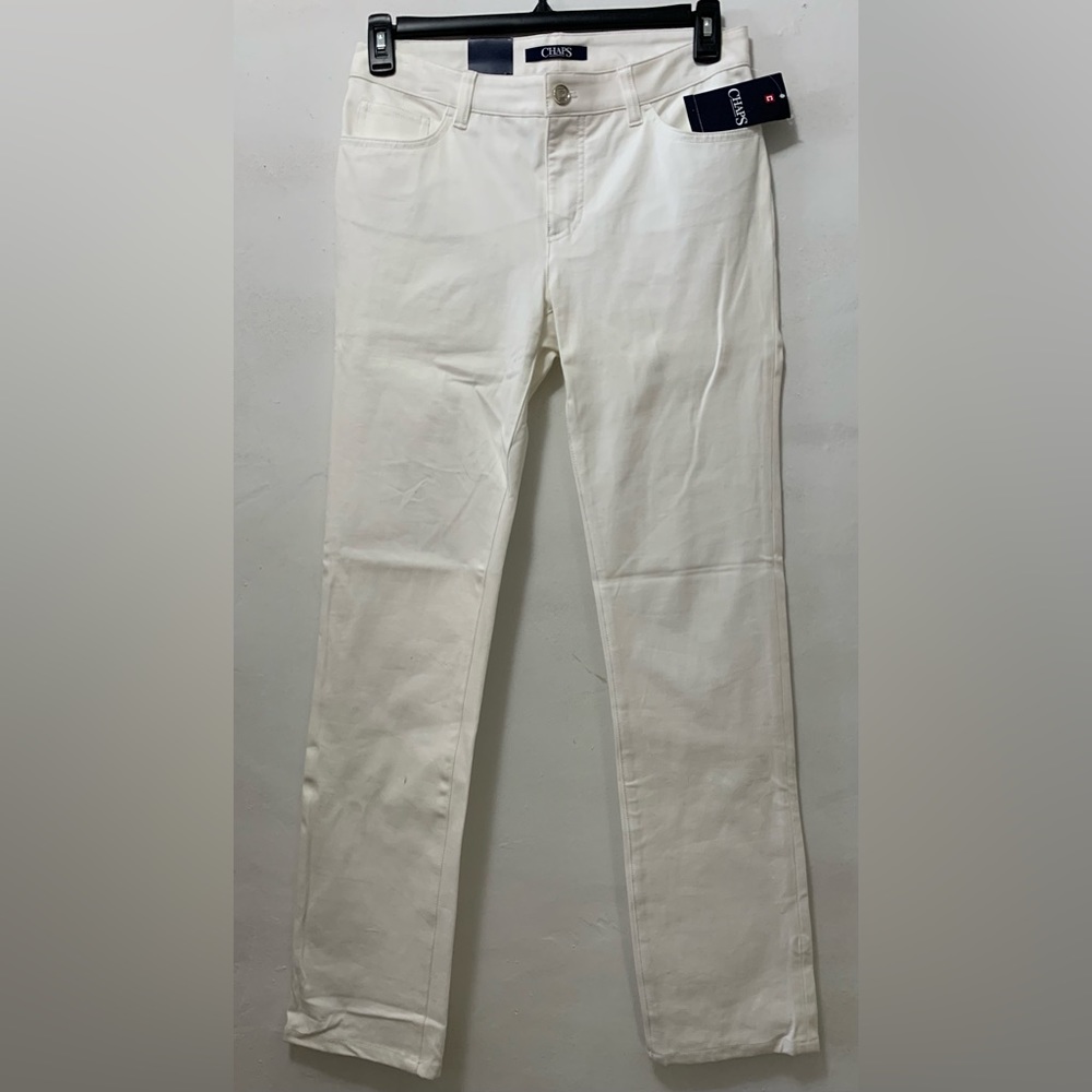 CHAPS NWT White Twill Jeans size 6R 5 Pocket Design Slim Fit inseam 32”